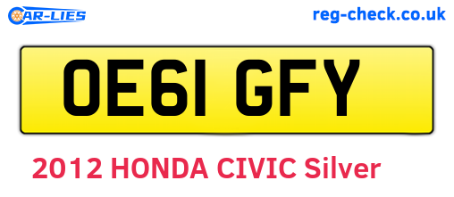 OE61GFY are the vehicle registration plates.