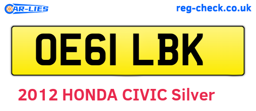 OE61LBK are the vehicle registration plates.