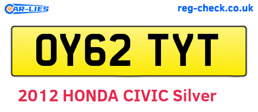 OY62TYT are the vehicle registration plates.