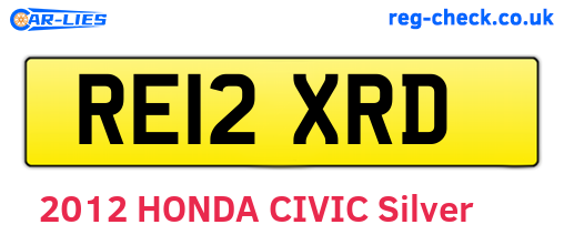 RE12XRD are the vehicle registration plates.