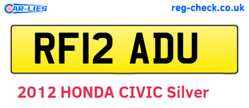 RF12ADU are the vehicle registration plates.