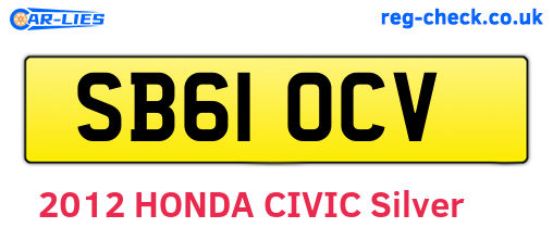 SB61OCV are the vehicle registration plates.