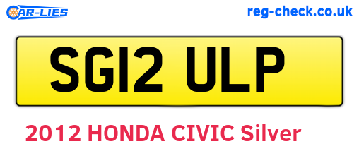 SG12ULP are the vehicle registration plates.