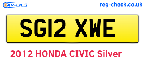 SG12XWE are the vehicle registration plates.