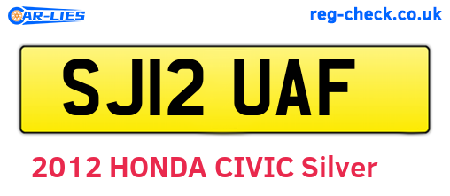 SJ12UAF are the vehicle registration plates.