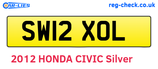 SW12XOL are the vehicle registration plates.