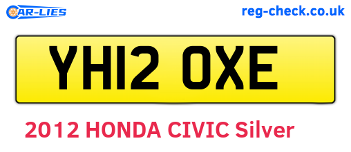 YH12OXE are the vehicle registration plates.