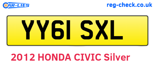 YY61SXL are the vehicle registration plates.