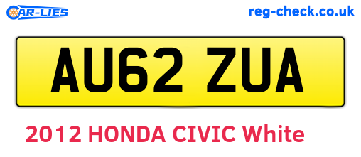 AU62ZUA are the vehicle registration plates.
