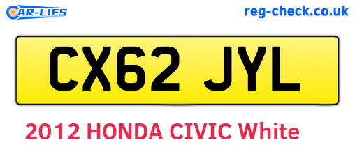 CX62JYL are the vehicle registration plates.