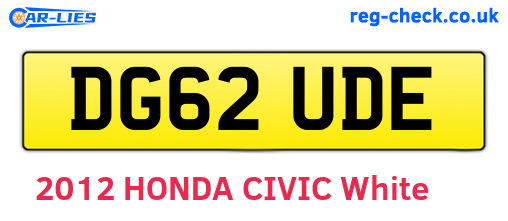 DG62UDE are the vehicle registration plates.