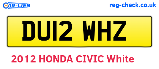 DU12WHZ are the vehicle registration plates.
