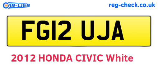 FG12UJA are the vehicle registration plates.