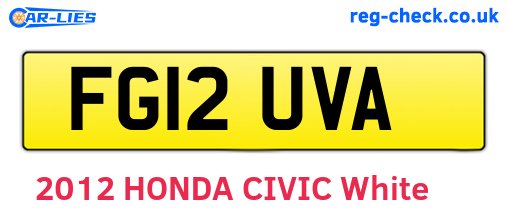 FG12UVA are the vehicle registration plates.