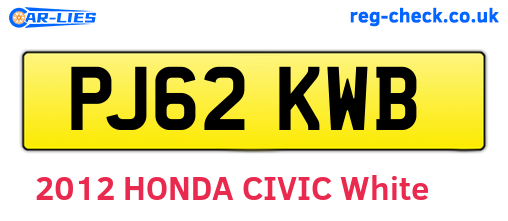 PJ62KWB are the vehicle registration plates.
