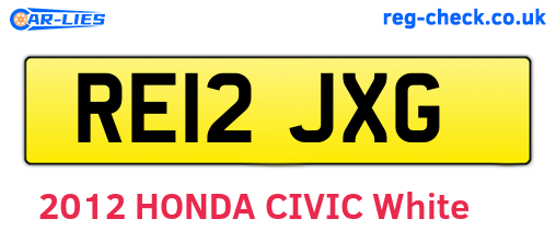 RE12JXG are the vehicle registration plates.