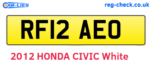 RF12AEO are the vehicle registration plates.