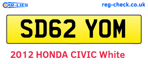 SD62YOM are the vehicle registration plates.