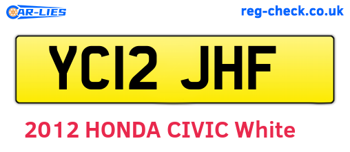 YC12JHF are the vehicle registration plates.