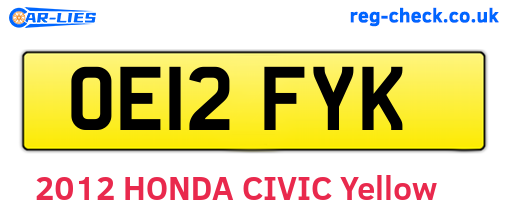 OE12FYK are the vehicle registration plates.