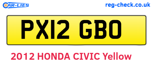 PX12GBO are the vehicle registration plates.