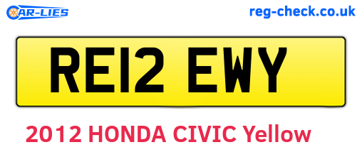 RE12EWY are the vehicle registration plates.
