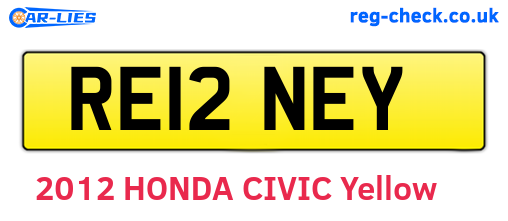 RE12NEY are the vehicle registration plates.