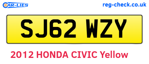 SJ62WZY are the vehicle registration plates.