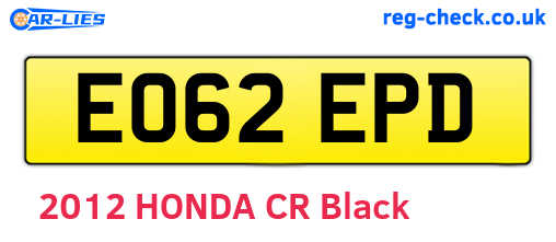EO62EPD are the vehicle registration plates.