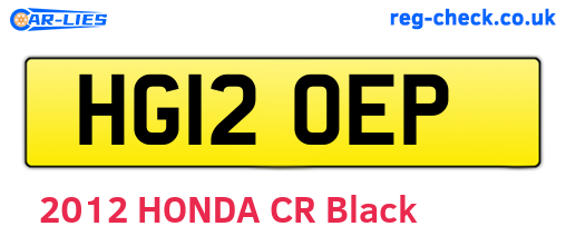 HG12OEP are the vehicle registration plates.