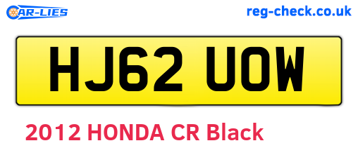 HJ62UOW are the vehicle registration plates.