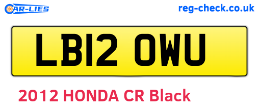 LB12OWU are the vehicle registration plates.