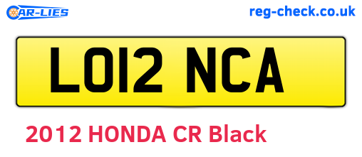 LO12NCA are the vehicle registration plates.