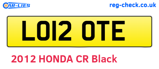 LO12OTE are the vehicle registration plates.