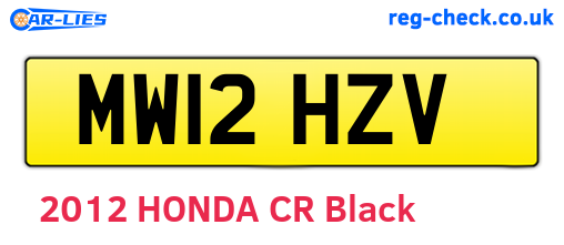 MW12HZV are the vehicle registration plates.