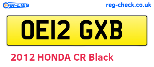 OE12GXB are the vehicle registration plates.