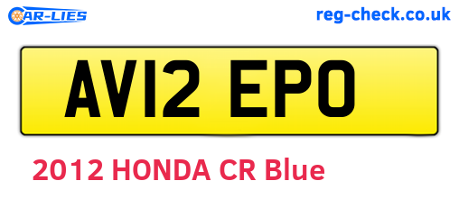 AV12EPO are the vehicle registration plates.