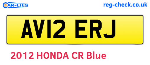 AV12ERJ are the vehicle registration plates.