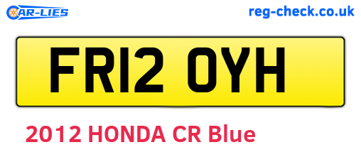 FR12OYH are the vehicle registration plates.