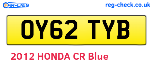 OY62TYB are the vehicle registration plates.