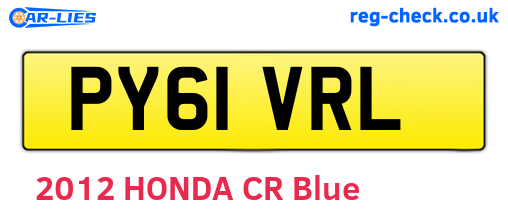 PY61VRL are the vehicle registration plates.