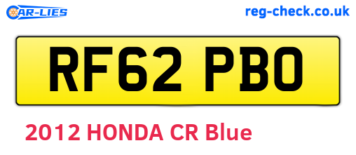 RF62PBO are the vehicle registration plates.