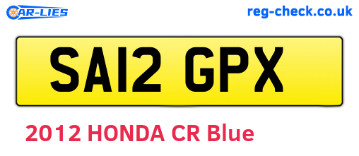 SA12GPX are the vehicle registration plates.