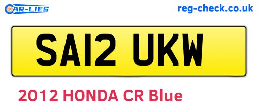 SA12UKW are the vehicle registration plates.