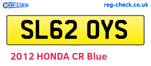 SL62OYS are the vehicle registration plates.