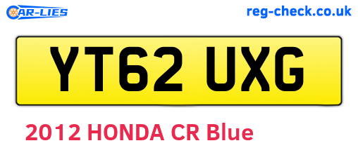 YT62UXG are the vehicle registration plates.