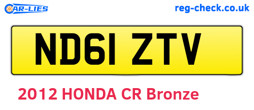 ND61ZTV are the vehicle registration plates.