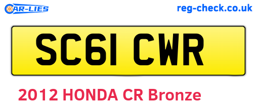 SC61CWR are the vehicle registration plates.