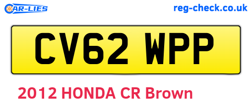 CV62WPP are the vehicle registration plates.