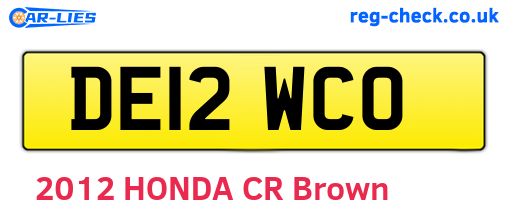 DE12WCO are the vehicle registration plates.